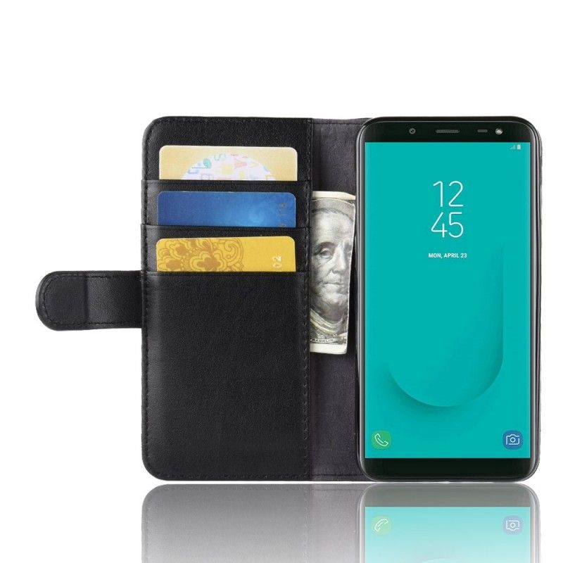 Flip Cover Samsung Galaxy J6 Sort Delt Læder