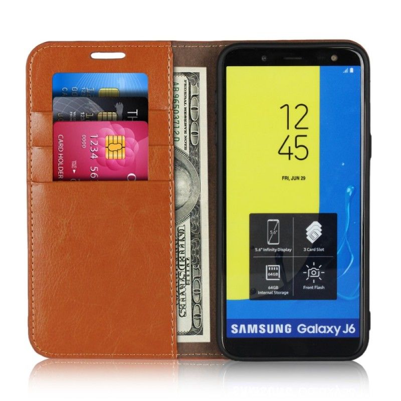 Læder Cover for Samsung Galaxy J6 Sort Gammelt Kunstlæder