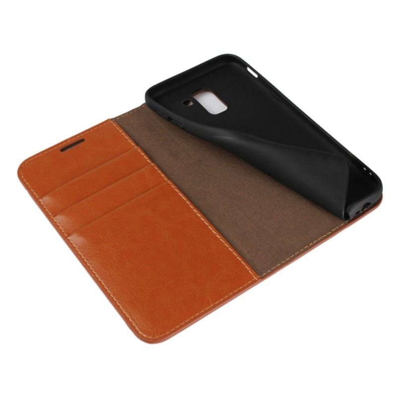 Læder Cover for Samsung Galaxy J6 Sort Gammelt Kunstlæder