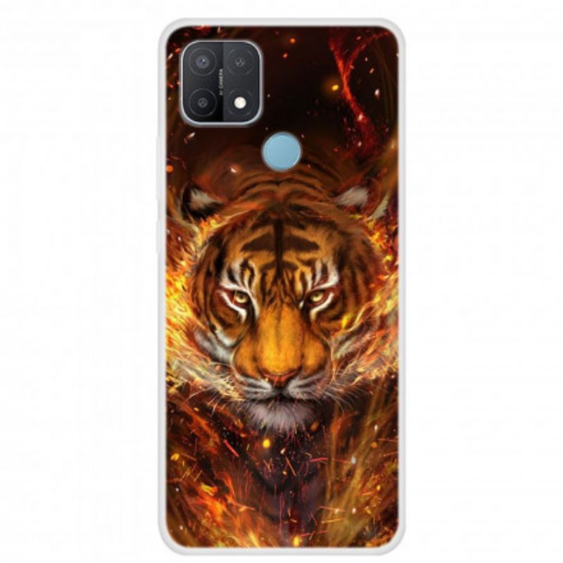 Cover Oppo A15 Telefon Etui Fire Tiger