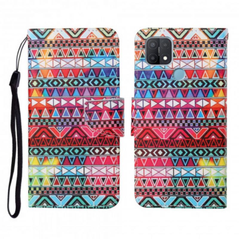 Flip Cover Oppo A15 Patchwork Med Rem