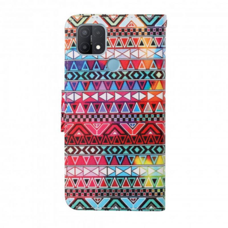 Flip Cover Oppo A15 Patchwork Med Rem