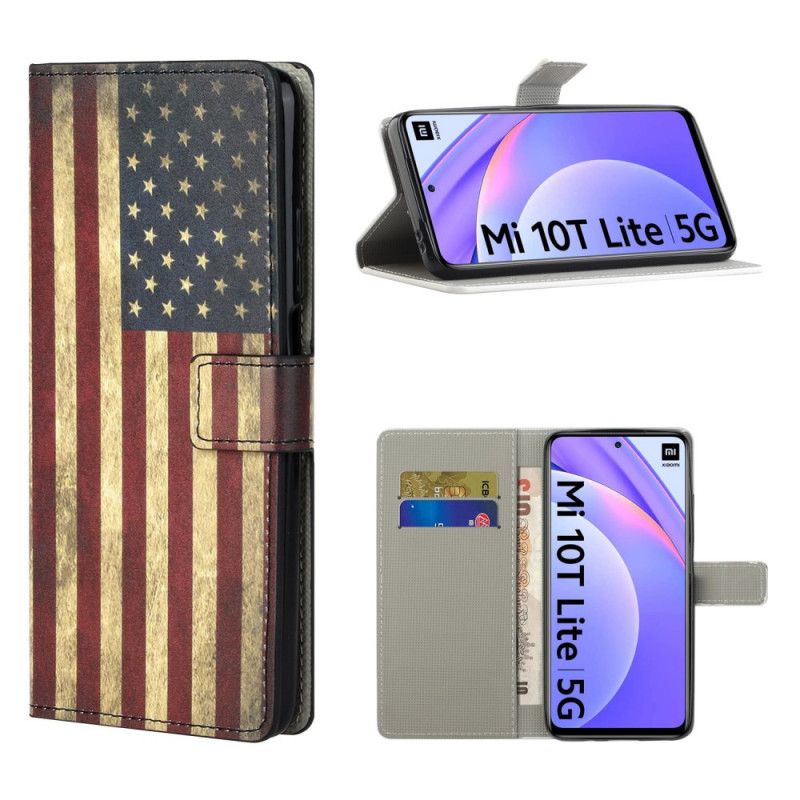 Flip Cover Læder Xiaomi Mi 10T Lite 5G / Redmi Note 9 Pro 5G Amerikansk Flag