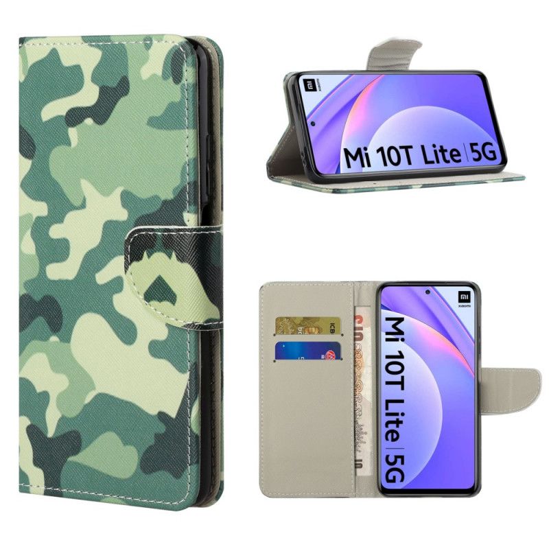 Flip Cover Læder Xiaomi Mi 10T Lite 5G / Redmi Note 9 Pro 5G Camouflage Beskyttelse