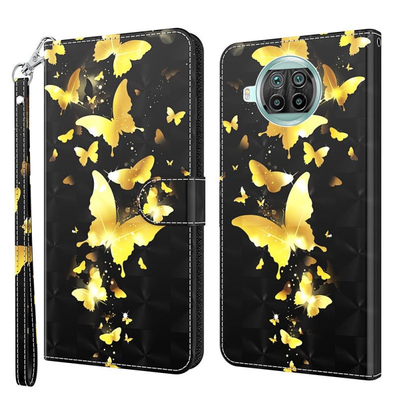 Flip Cover Læder Xiaomi Mi 10T Lite 5G / Redmi Note 9 Pro 5G Gule Sommerfugle