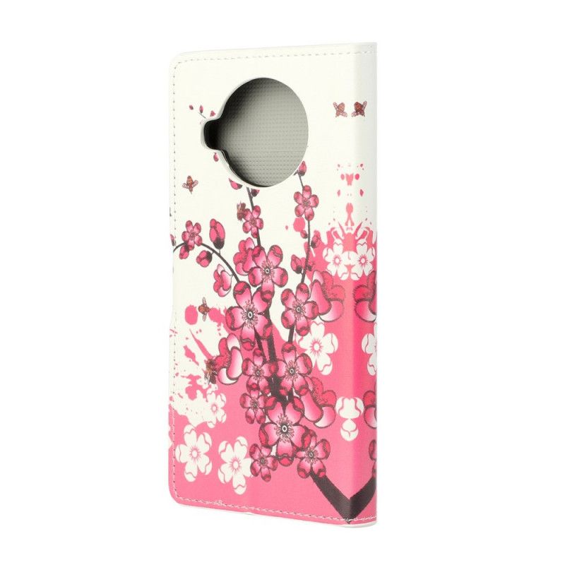 Flip Cover Læder Xiaomi Mi 10T Lite 5G / Redmi Note 9 Pro 5G Magenta Tropiske Blomster Original