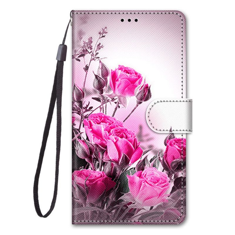 Flip Cover Læder Xiaomi Mi 10T Lite 5G / Redmi Note 9 Pro 5G Rød Kun Blomster