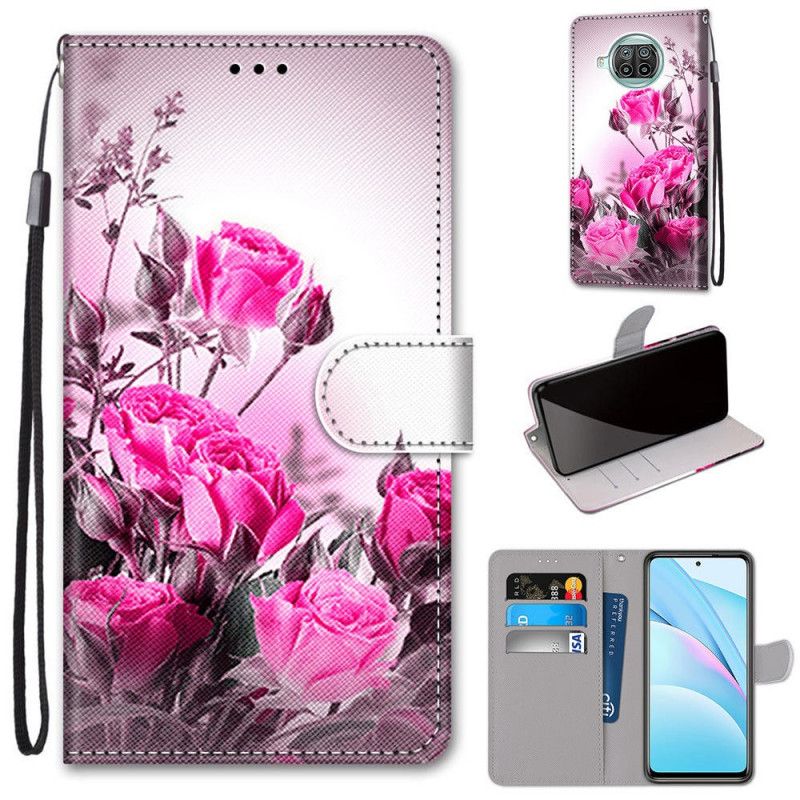 Flip Cover Læder Xiaomi Mi 10T Lite 5G / Redmi Note 9 Pro 5G Rød Kun Blomster