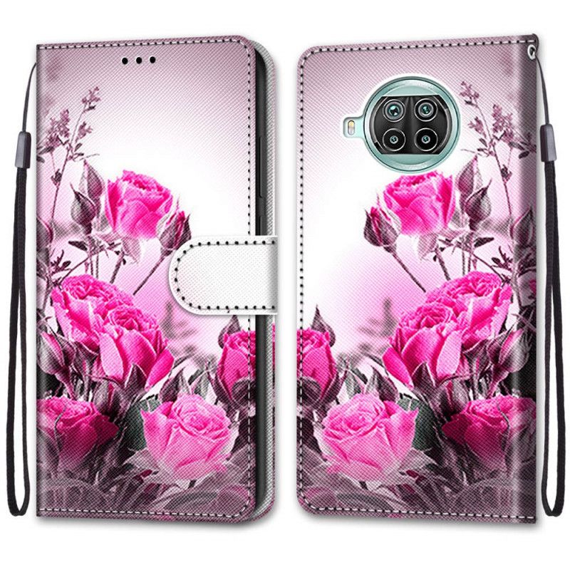 Flip Cover Læder Xiaomi Mi 10T Lite 5G / Redmi Note 9 Pro 5G Rød Kun Blomster