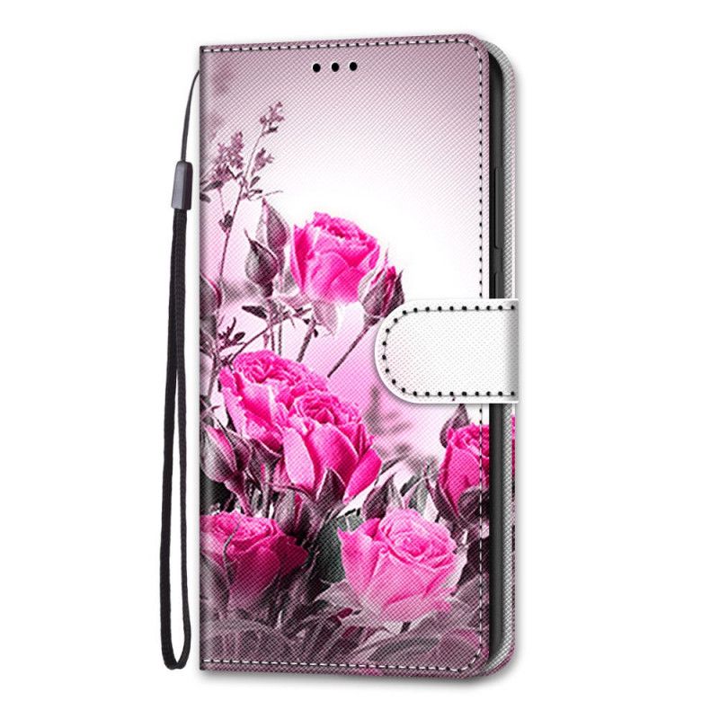 Flip Cover Læder Xiaomi Mi 10T Lite 5G / Redmi Note 9 Pro 5G Rød Kun Blomster