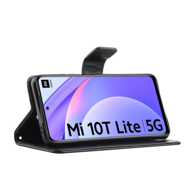 Flip Cover Læder Xiaomi Mi 10T Lite 5G / Redmi Note 9 Pro 5G Sort Asien Sommerfugle