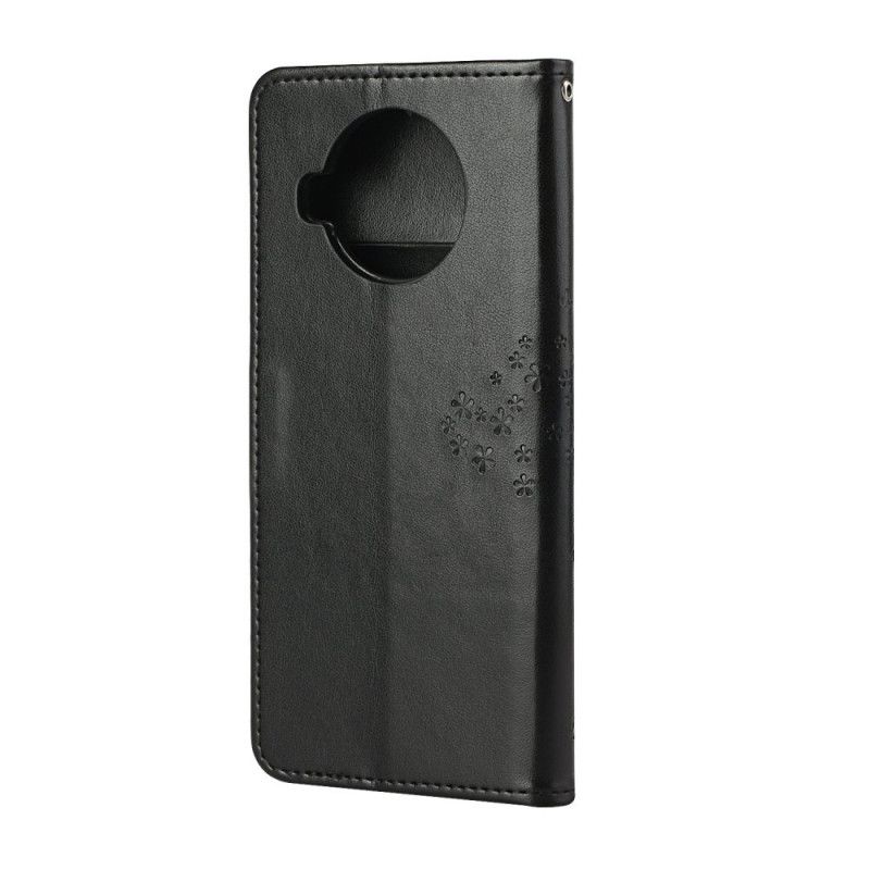 Flip Cover Læder Xiaomi Mi 10T Lite 5G / Redmi Note 9 Pro 5G Sort Træ- Og Stringugler