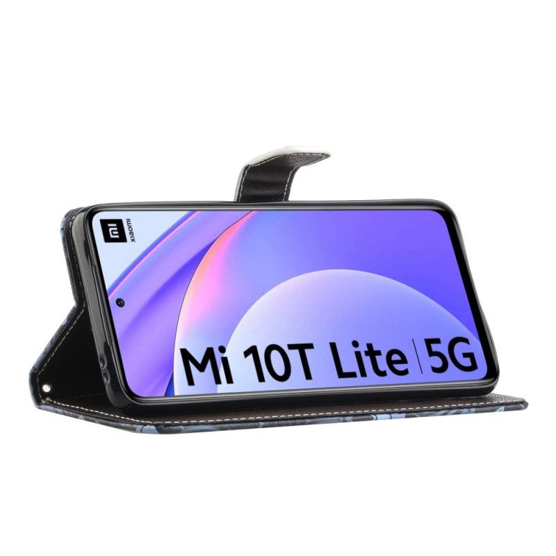 Flip Cover Læder Xiaomi Mi 10T Lite 5G / Redmi Note 9 Pro 5G Ulv Om Vinteren Med Rem Beskyttelse