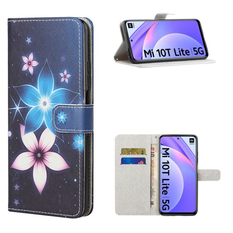 Flip Cover Xiaomi Mi 10T Lite 5G / Redmi Note 9 Pro 5G Måneblomster Med Rem