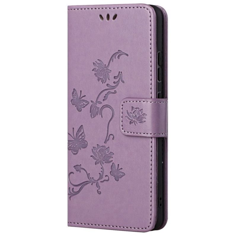 Læder Cover Samsung Galaxy M23 5G Med Snor Rem Blomster