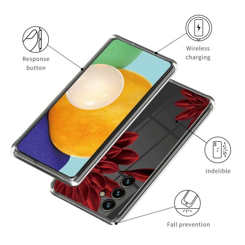 Cover Til Samsung Galaxy A15 Rød Blomst