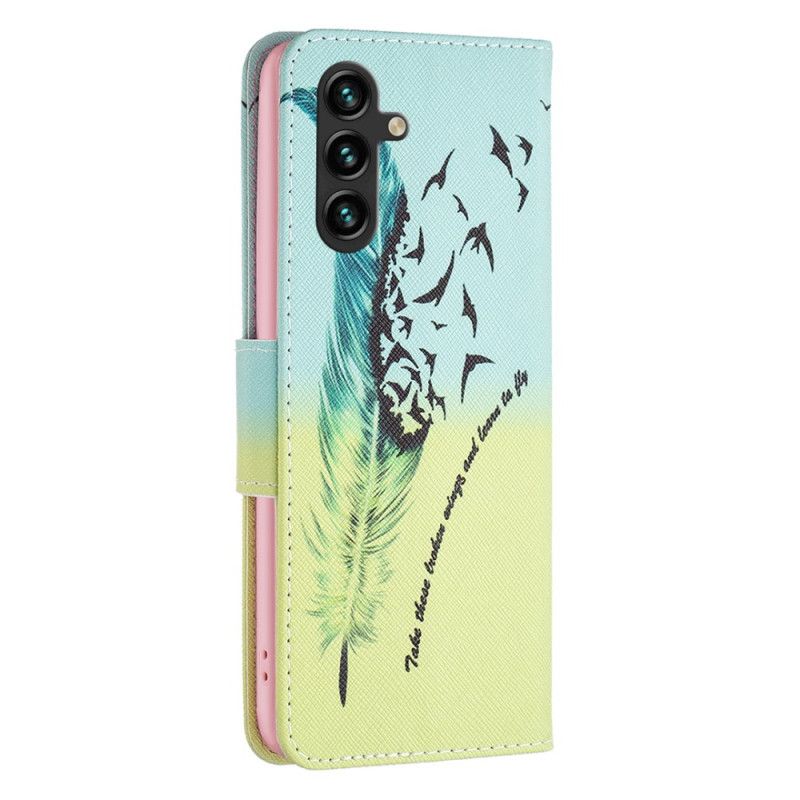 Flip Cover Samsung Galaxy A15 Fjer Og Fugle