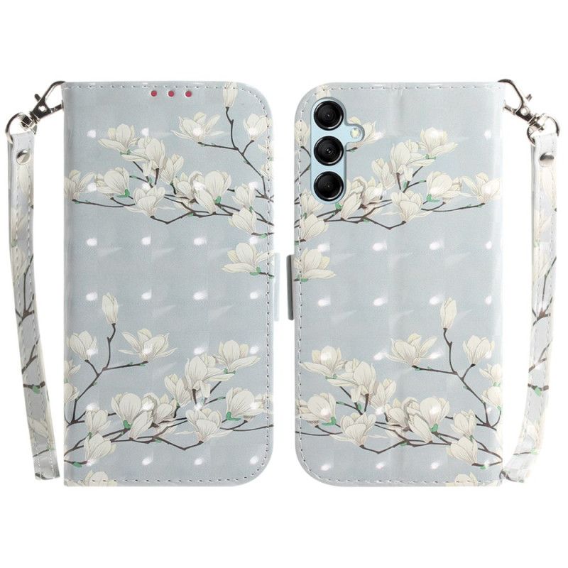 Flip Cover Samsung Galaxy A15 Lanière Magnolias