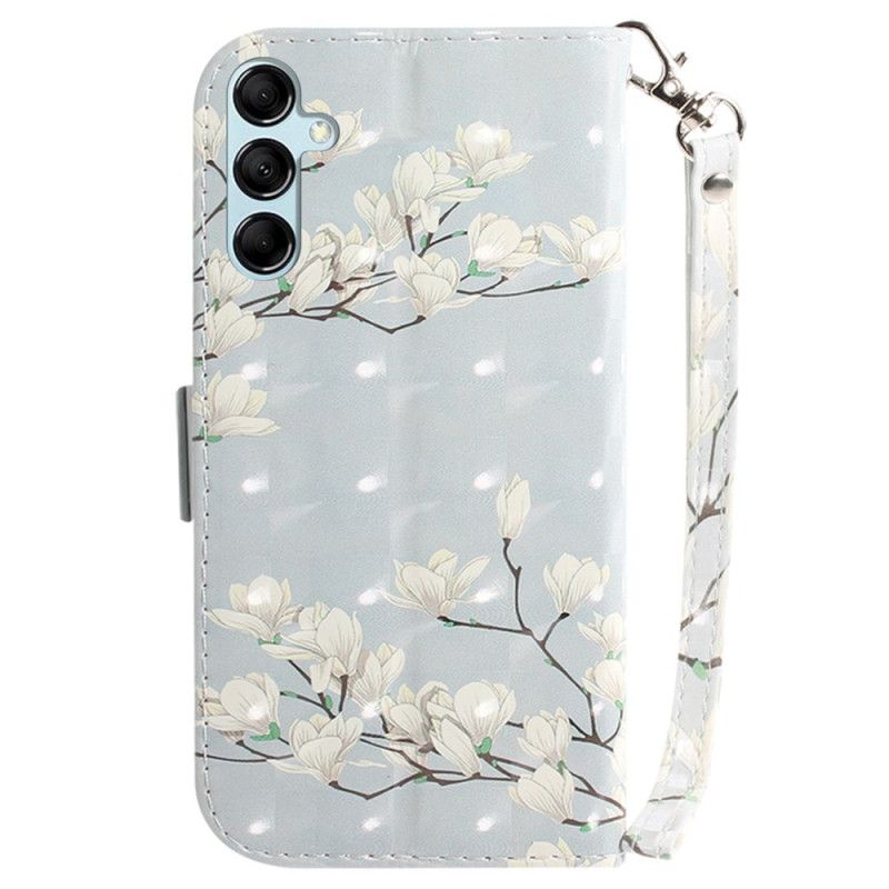 Flip Cover Samsung Galaxy A15 Lanière Magnolias