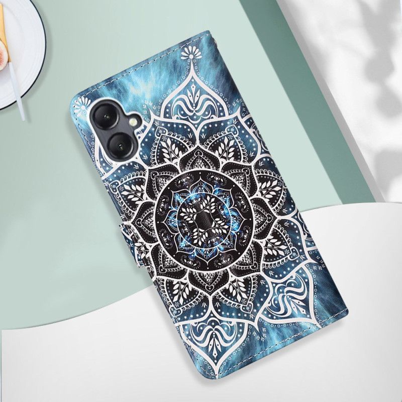 Læder Cover Samsung Galaxy A15 Blomstermandala Med Rem