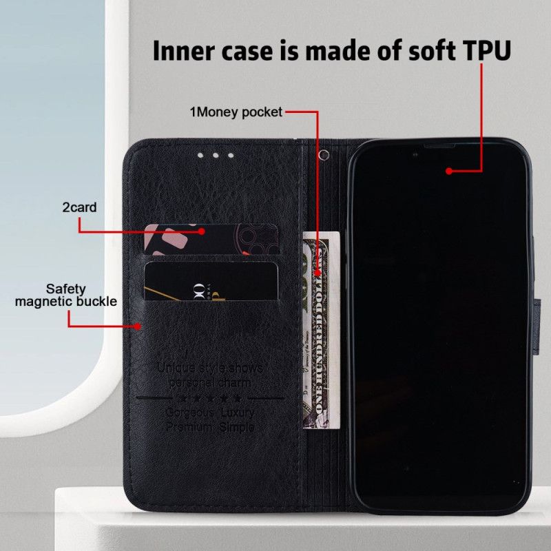 Læder Cover Samsung Galaxy A15 Telefon Etui Læderstil