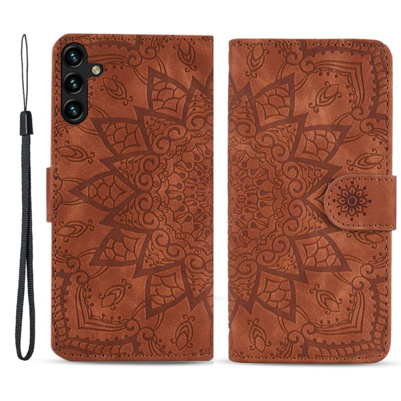 Læder Cover Samsung Galaxy A15 Telefon Etui Trykt Mandala Med Rem