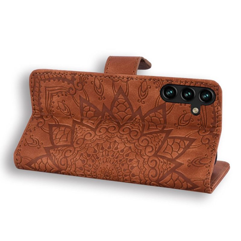 Læder Cover Samsung Galaxy A15 Telefon Etui Trykt Mandala Med Rem