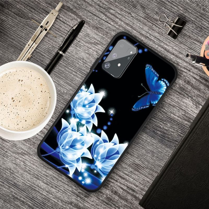 Cover Samsung Galaxy S10 Lite Sommerfugl Og Blå Blomster