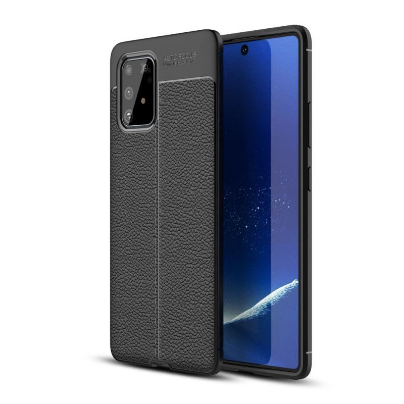 Cover Samsung Galaxy S10 Lite Sort Dobbelt Line Lychee Læder Effekt