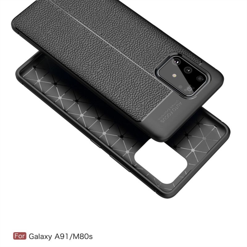 Cover Samsung Galaxy S10 Lite Sort Dobbelt Line Lychee Læder Effekt