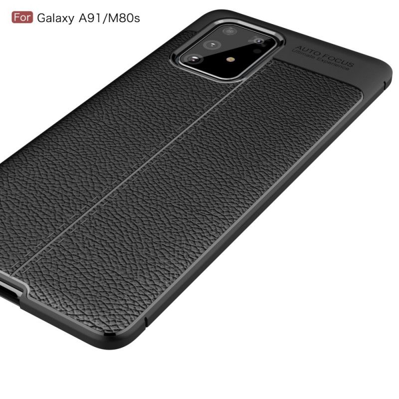 Cover Samsung Galaxy S10 Lite Sort Dobbelt Line Lychee Læder Effekt