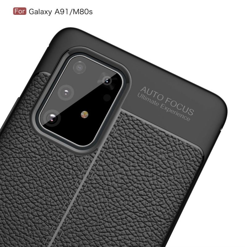 Cover Samsung Galaxy S10 Lite Sort Dobbelt Line Lychee Læder Effekt