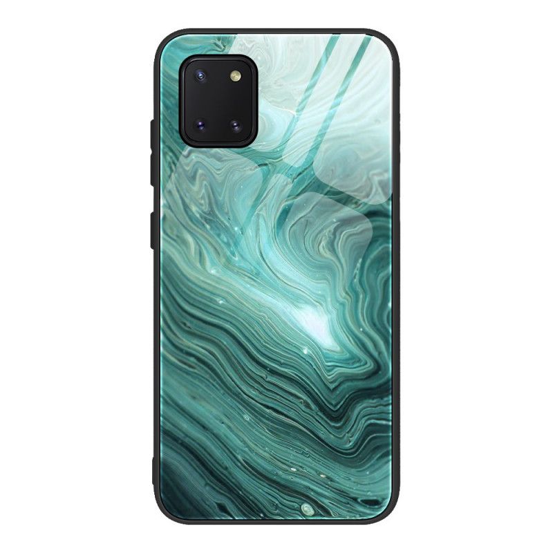 Cover Samsung Galaxy S10 Lite Turkis Marmorfarver Hærdet Glas Beskyttelse