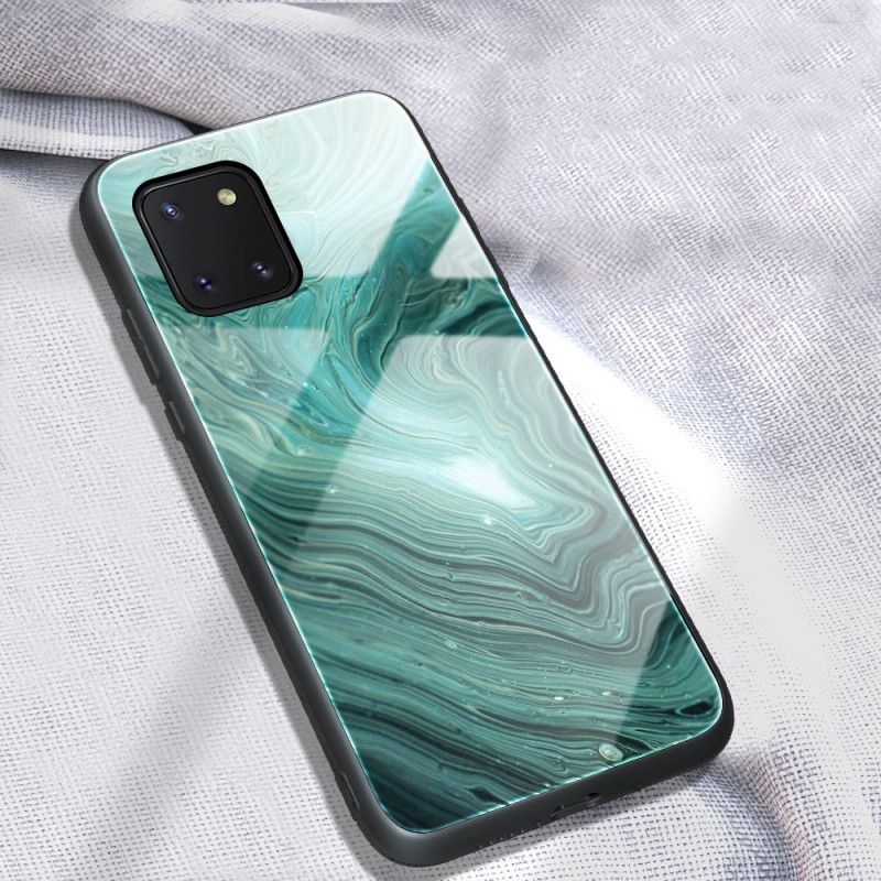 Cover Samsung Galaxy S10 Lite Turkis Marmorfarver Hærdet Glas Beskyttelse