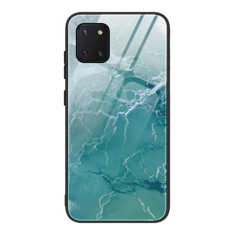 Cover Samsung Galaxy S10 Lite Turkis Marmorfarver Hærdet Glas Beskyttelse