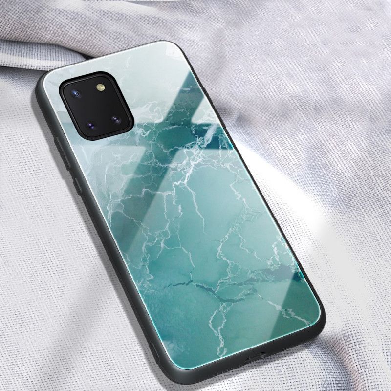 Cover Samsung Galaxy S10 Lite Turkis Marmorfarver Hærdet Glas Beskyttelse