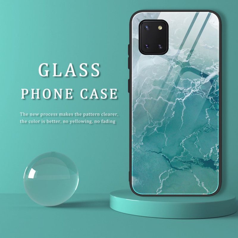 Cover Samsung Galaxy S10 Lite Turkis Marmorfarver Hærdet Glas Beskyttelse