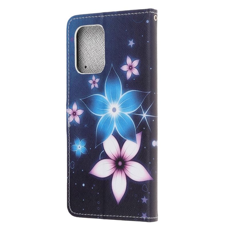 Flip Cover Læder Samsung Galaxy S10 Lite Måneblomster Med Rem