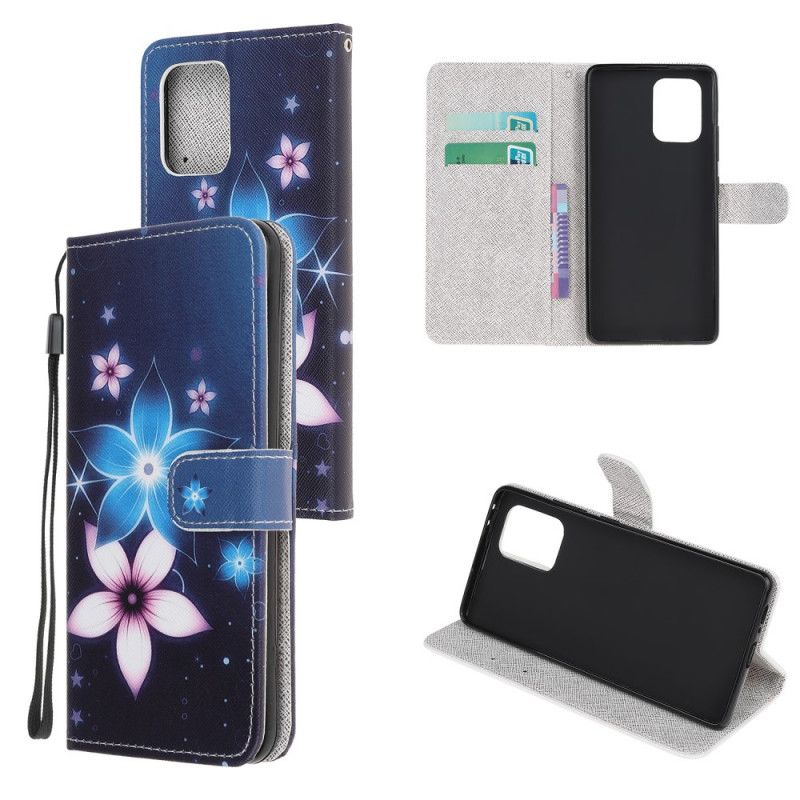 Flip Cover Læder Samsung Galaxy S10 Lite Måneblomster Med Rem