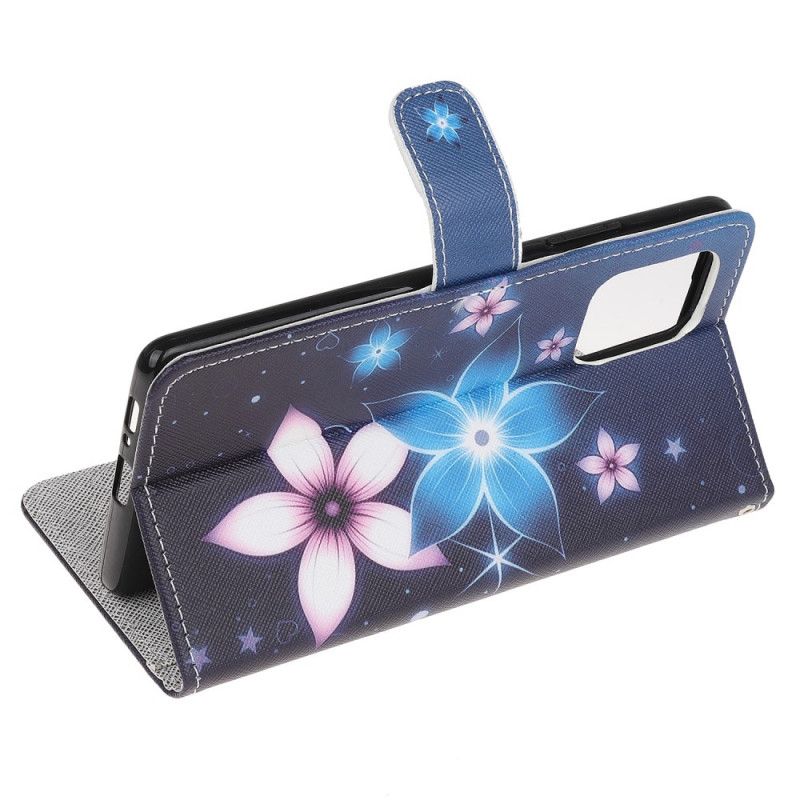 Flip Cover Læder Samsung Galaxy S10 Lite Måneblomster Med Rem