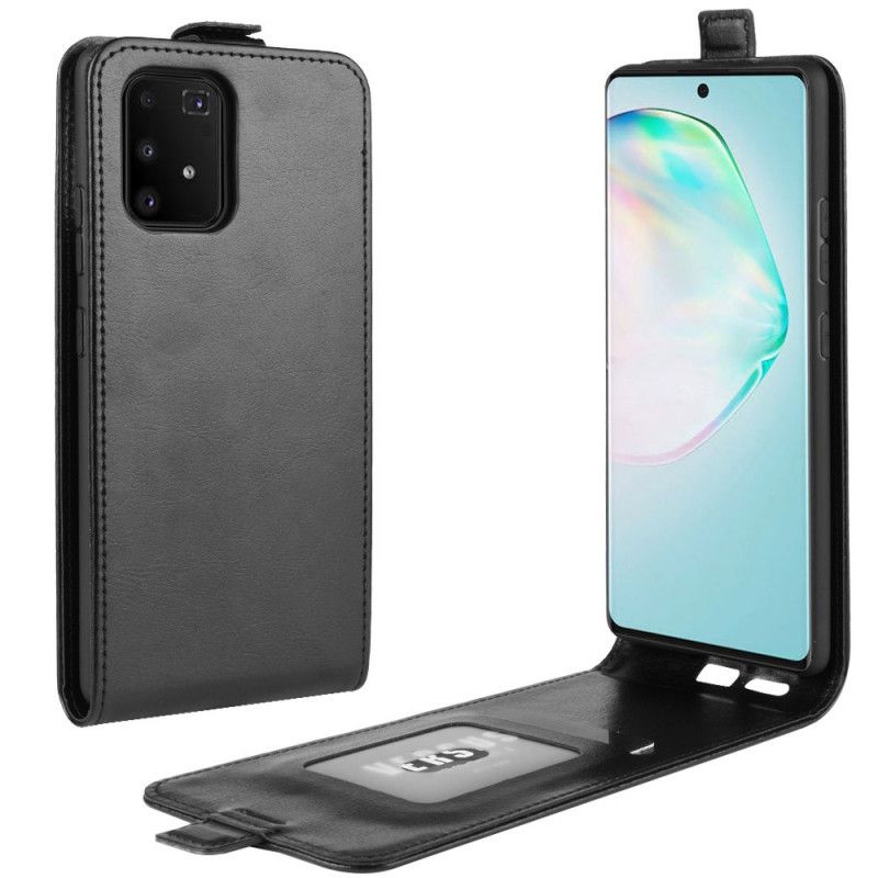 Flip Cover Læder Samsung Galaxy S10 Lite Sort Foldning Af Lædereffekt