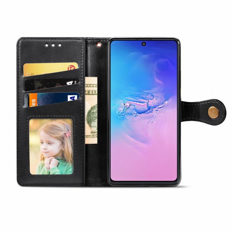 Flip Cover Læder Samsung Galaxy S10 Lite Sort Kunstlæder Og Vintage Lås