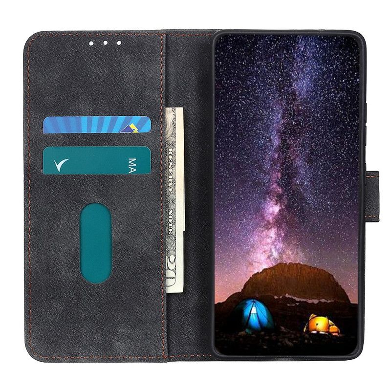 Flip Cover Læder Samsung Galaxy S10 Lite Sort Vintage Læder Og Nittestil