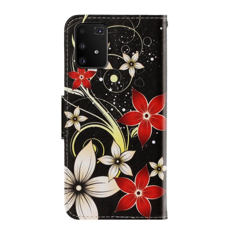 Flip Cover Samsung Galaxy S10 Lite Mobilcover Farverige Blomster Med En Rem