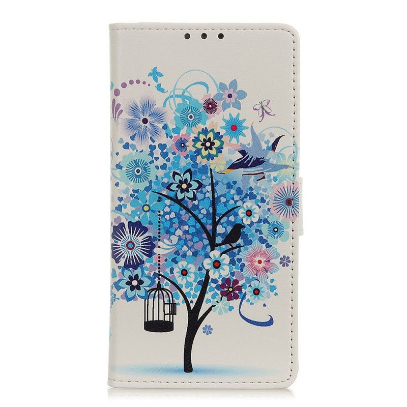 Flip Cover Samsung Galaxy S10 Lite Mørkeblå Blomstrende Træ