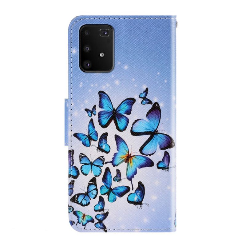 Flip Cover Samsung Galaxy S10 Lite Sort Sommerfuglvariationer Med Rem