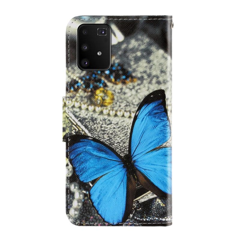 Flip Cover Samsung Galaxy S10 Lite Sort Sommerfuglvariationer Med Rem