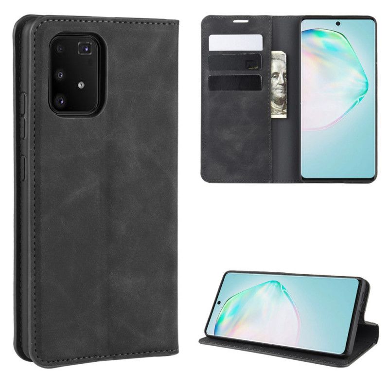 Læder Cover for Samsung Galaxy S10 Lite Sort Blød Lædereffekt