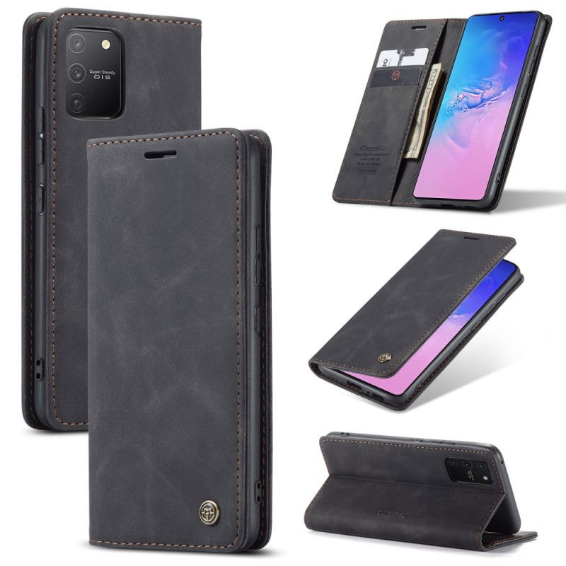 Læder Cover for Samsung Galaxy S10 Lite Sort Imiteret Læderetui