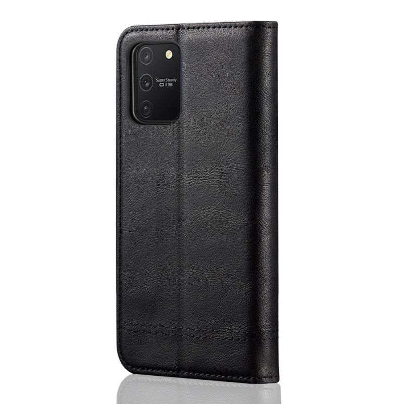 Læder Cover for Samsung Galaxy S10 Lite Sort Syet Lædereffekt